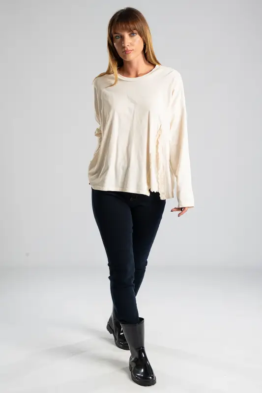 Blouse Solid Color Kippur Detail