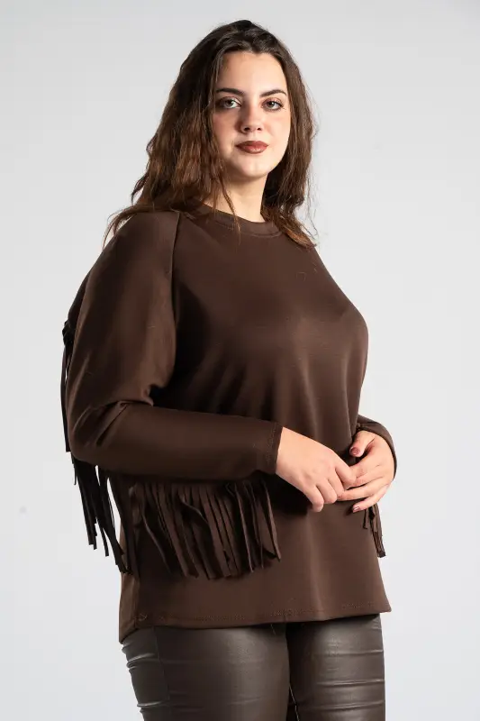 Μπλούζα Μονόχρωμη Διακοσμητικά Κρόσια