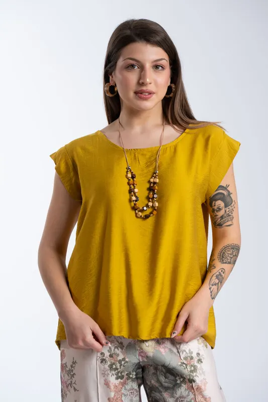 T-Shirt Solid-Color Short-Sleeve Necklace 