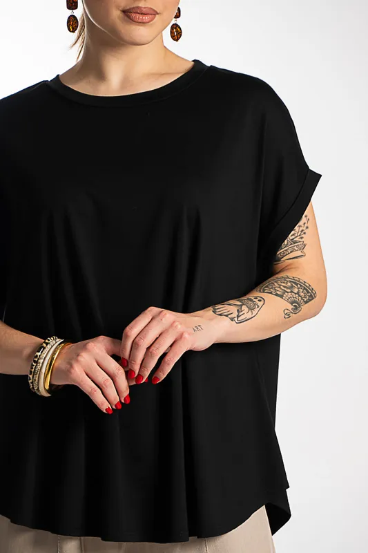Blouse Single-color Short-sleeved Round Neckline