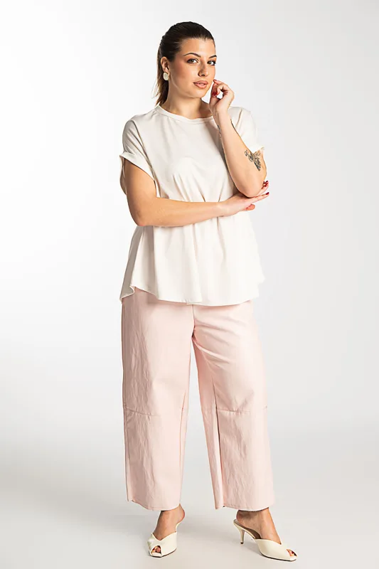 Blouse Single-color Short-sleeved Round Neckline