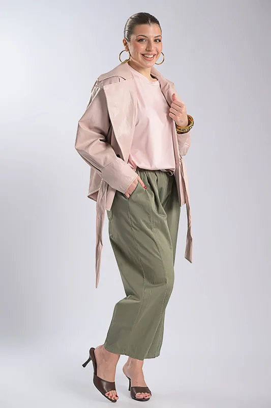 Blouse Single-color Short-sleeved Round Neckline