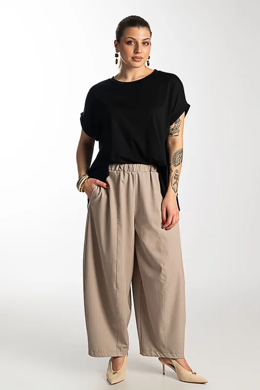 Blouse Single-color Short-sleeved Round Neckline