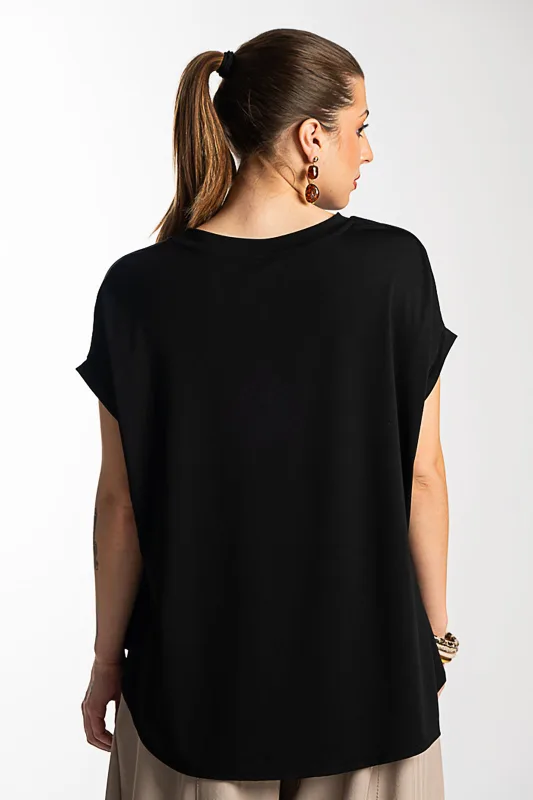 Blouse Single-color Short-sleeved Round Neckline