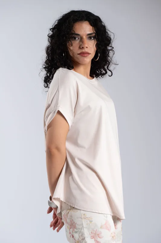 Blouse Single-color Short-sleeved Round Neckline