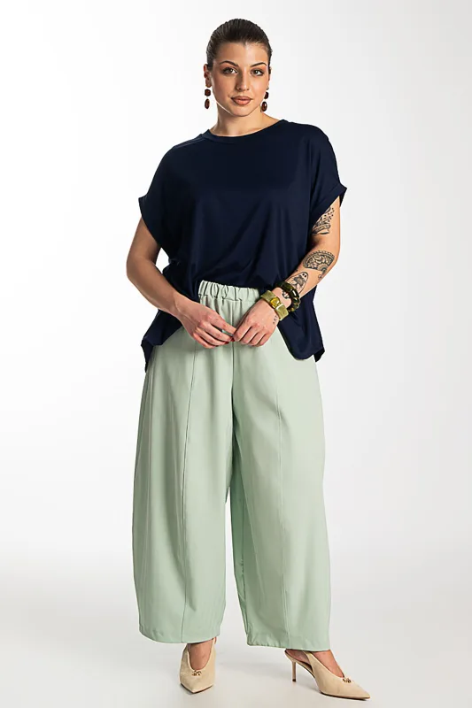 Blouse Single-color Short-sleeved Round Neckline