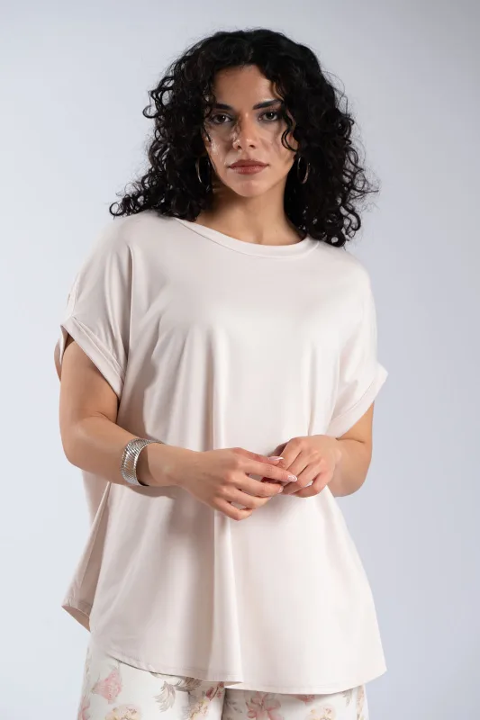 Μπλούζα Μονόχρωμη Κοντομάνικη Στρογγυλή Λαιμόκοψη