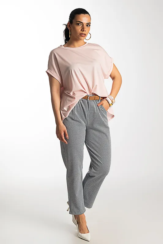 Blouse Single-color Short-sleeved Round Neckline