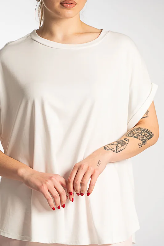 Blouse Single-color Short-sleeved Round Neckline