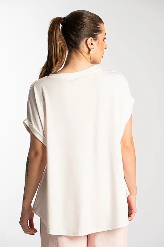 Blouse Single-color Short-sleeved Round Neckline