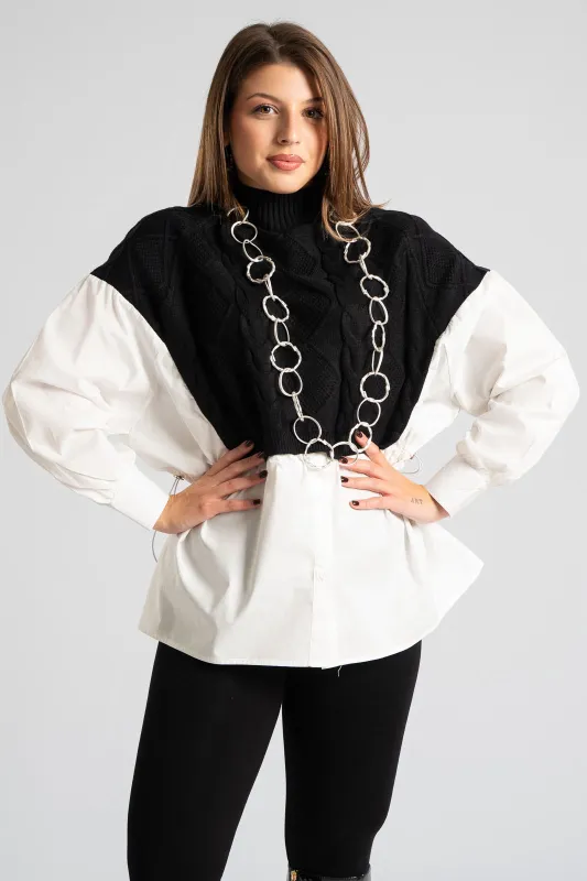 Blouse with Shirt Effect