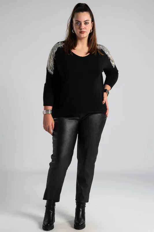 Μπλούζα Νημάτινη Feather Sequin