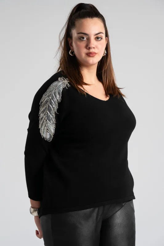 Μπλούζα Νημάτινη Feather Sequin