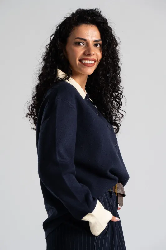 Μπλούζα Νημάτινη Γιακάς Κουμπιά