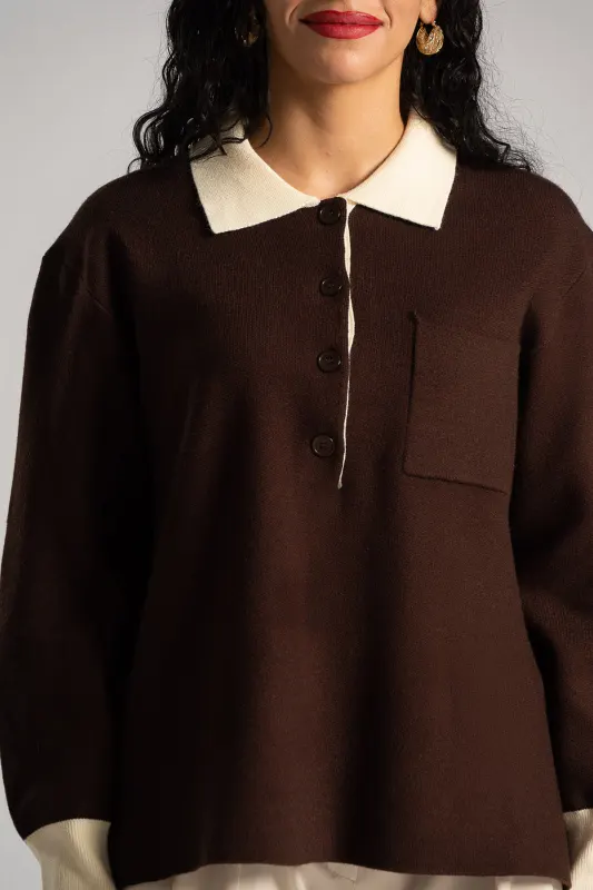 Blouse Knitted Button Collar 