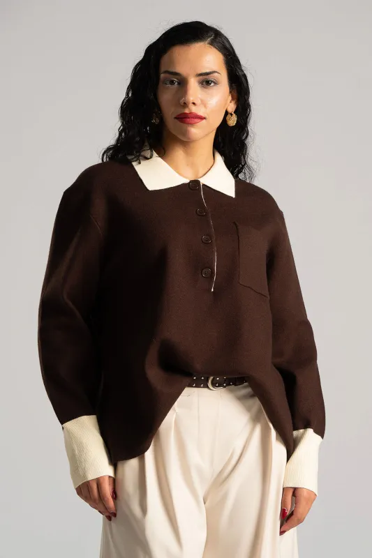 Blouse Knitted Button Collar 