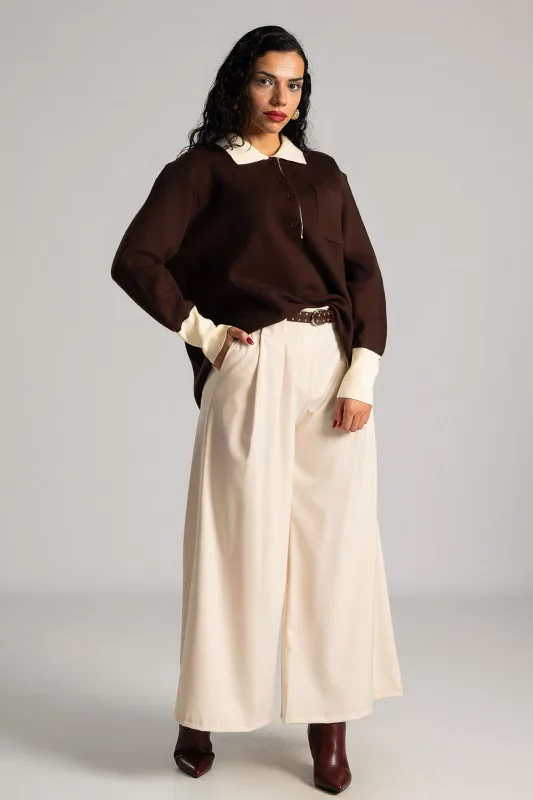 Blouse Knitted Button Collar 