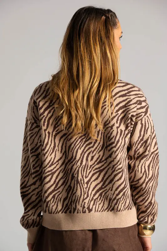 Blouse Knitted Collar Zebra