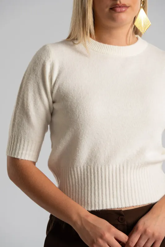 Short Sleeved Knitted Blouse Melange
