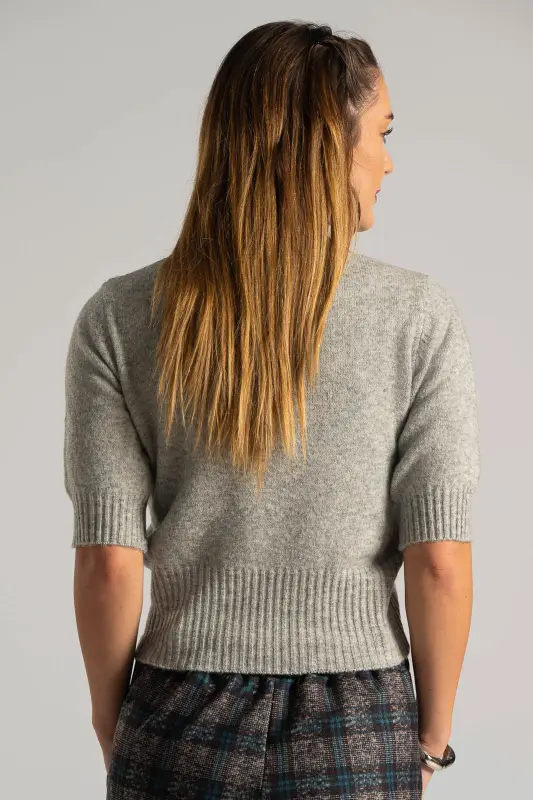 Short Sleeved Knitted Blouse Melange