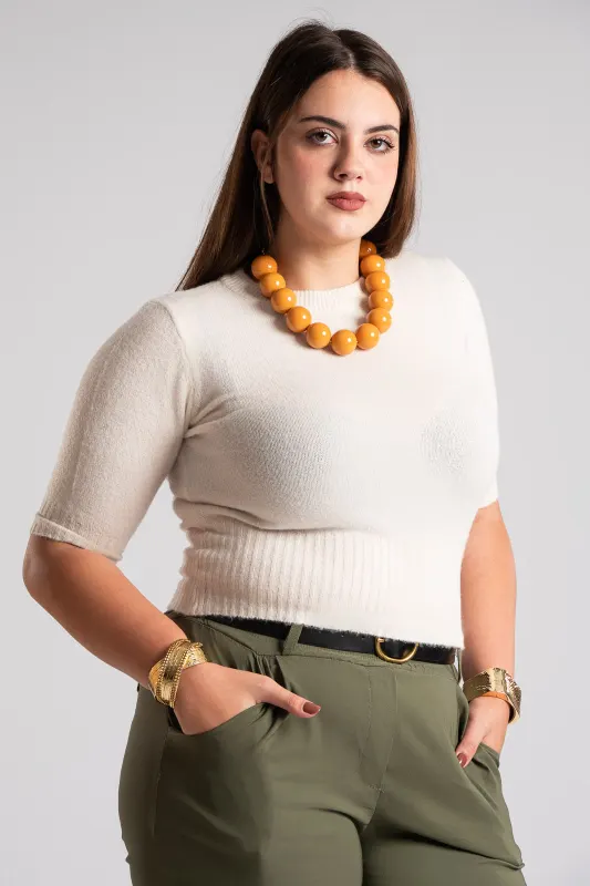 Short Sleeved Knitted Blouse Melange