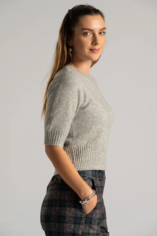 Short Sleeved Knitted Blouse Melange