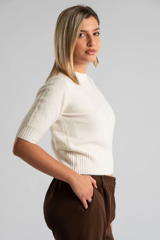 Short Sleeved Knitted Blouse Melange
