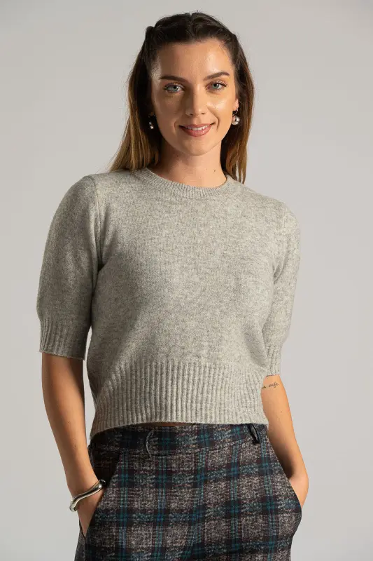 Short Sleeved Knitted Blouse Melange