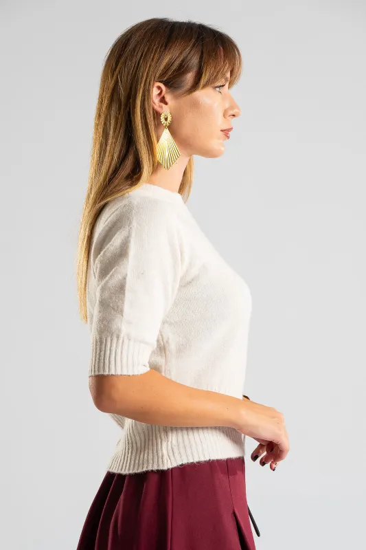 Short Sleeved Knitted Blouse Melange