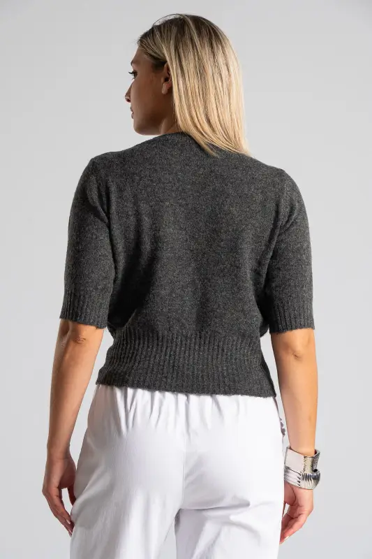 Short Sleeved Knitted Blouse Melange