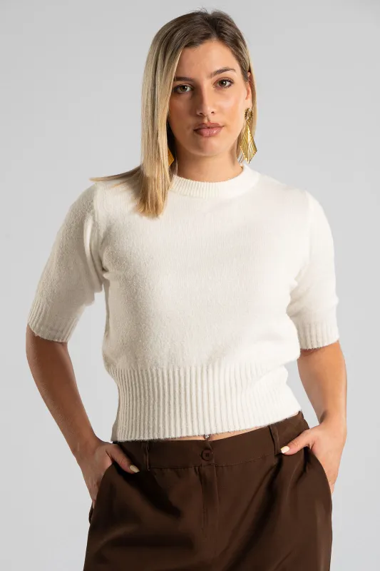 Short Sleeved Knitted Blouse Melange