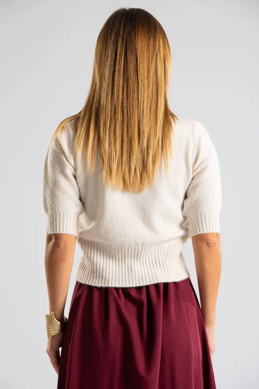 Short Sleeved Knitted Blouse Melange