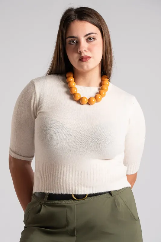 Short Sleeved Knitted Blouse Melange