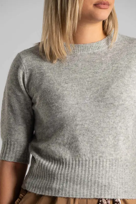 Short Sleeved Knitted Blouse Melange