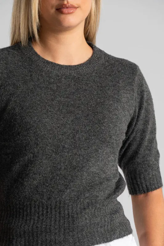 Short Sleeved Knitted Blouse Melange