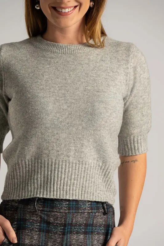 Short Sleeved Knitted Blouse Melange