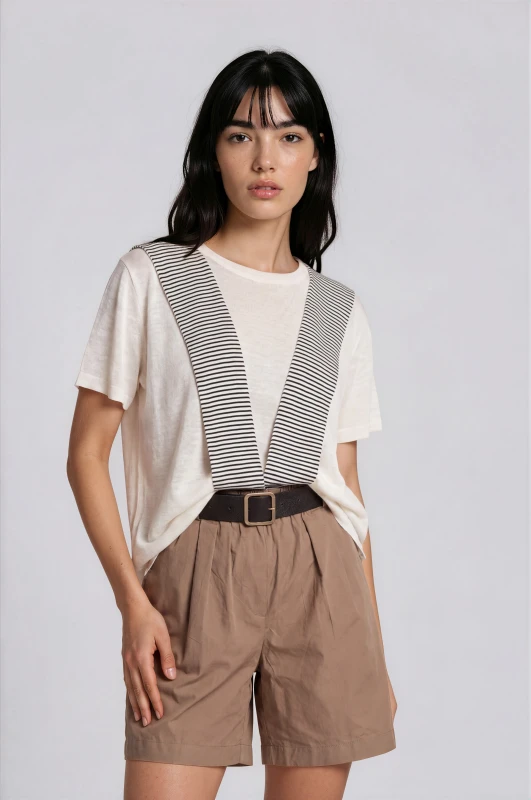 Short-Sleeved Knitted Blouse Scarf
