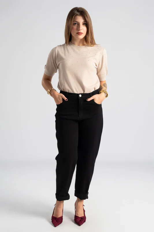 Μπλούζα Νημάτινη Κοντομάνικη Στρας