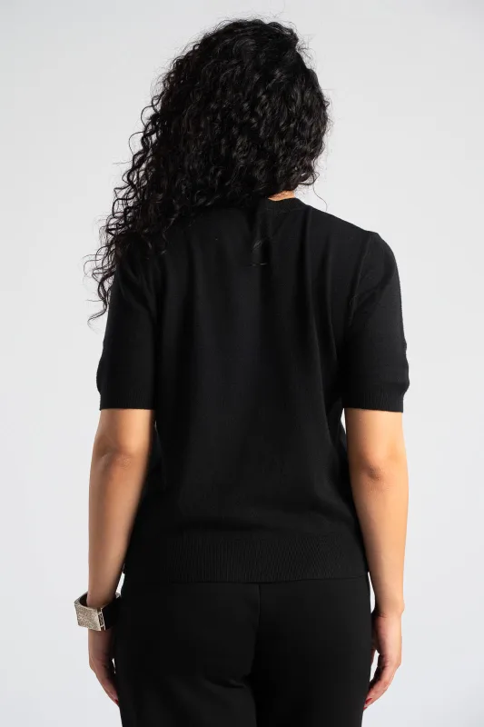 Μπλούζα Νημάτινη Κοντομάνικη Στρας