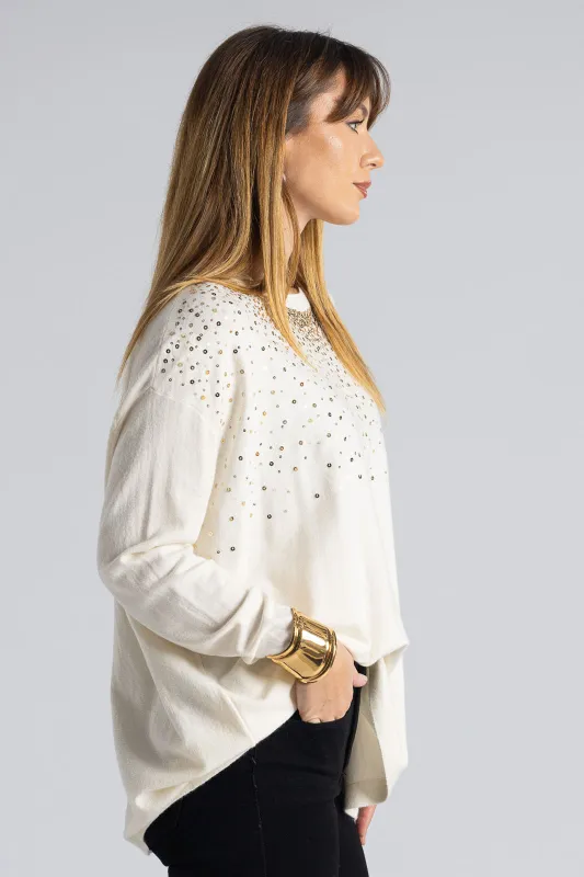 Blouse Knitted Sequin Detail