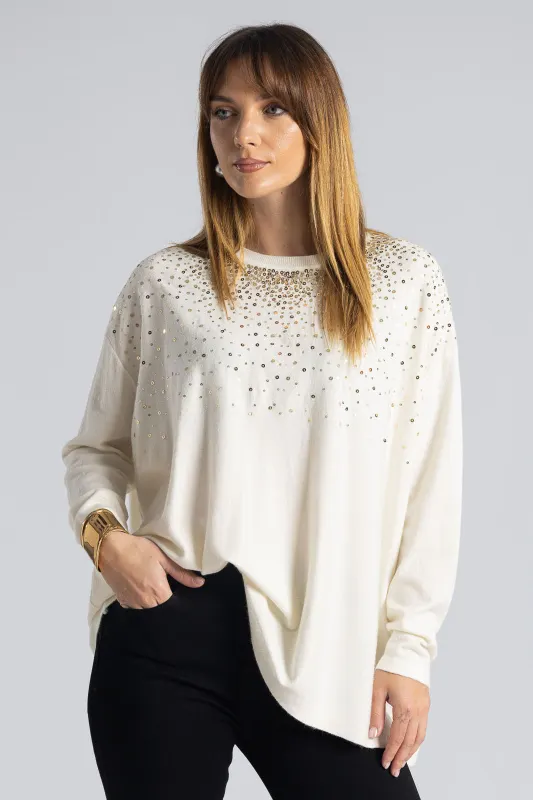 Blouse Knitted Sequin Detail