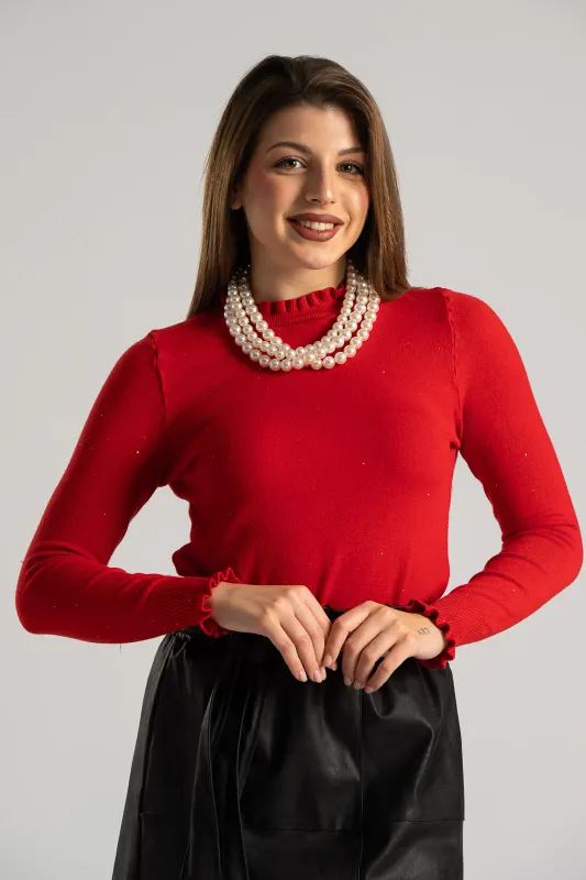 Blouse Thread Details Ruffles