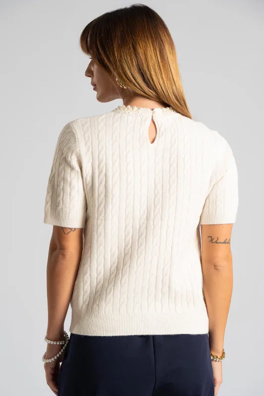 Blouse Knitted Pearl Neckline