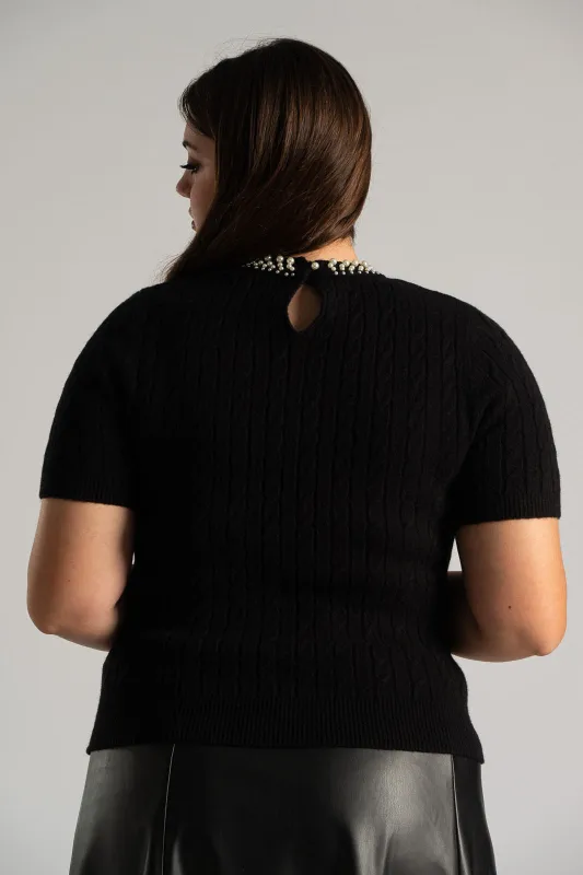 Blouse Knitted Pearl Neckline