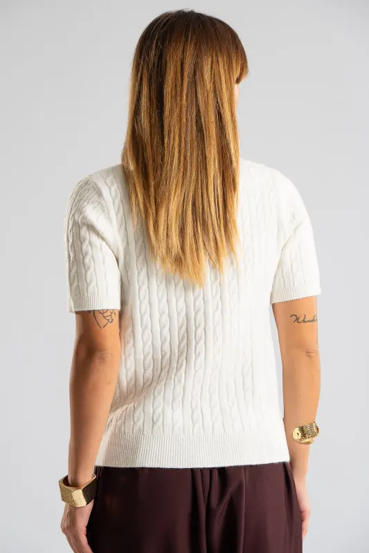Blouse Knitted Pearl Neckline