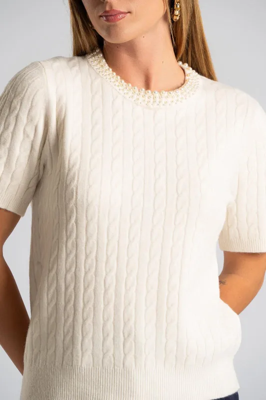 Blouse Knitted Pearl Neckline