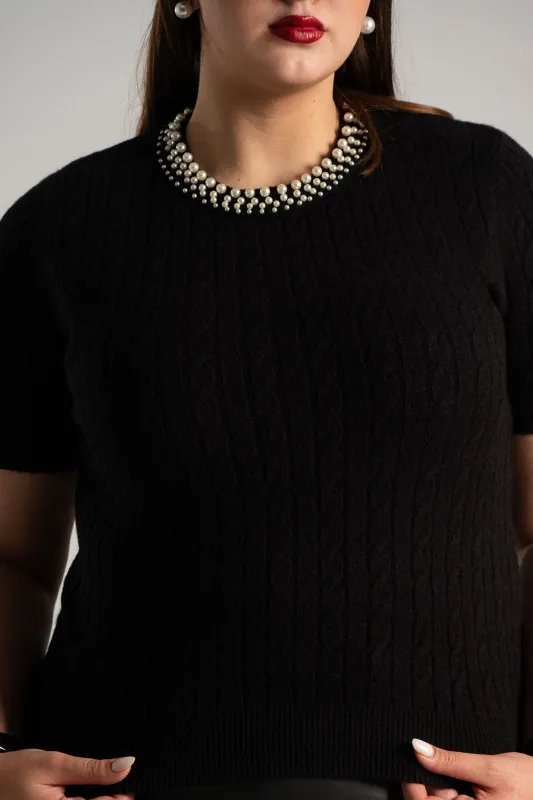 Blouse Knitted Pearl Neckline