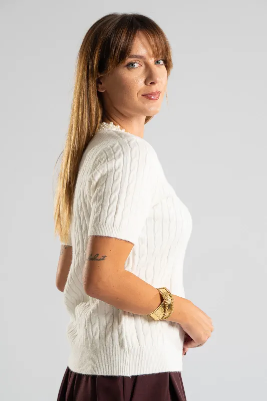 Blouse Knitted Pearl Neckline