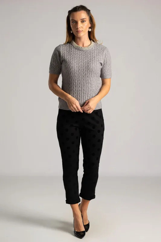 Blouse Knitted Pearl Neckline