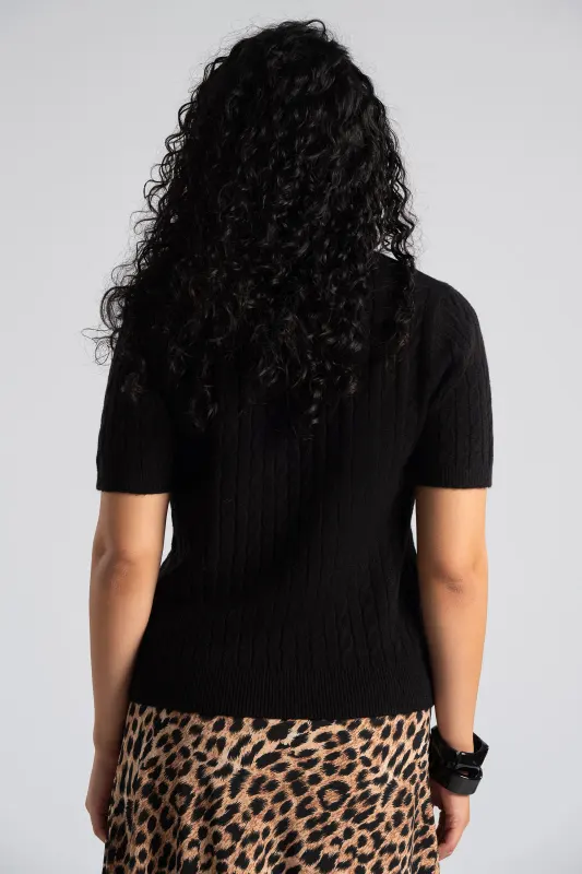 Blouse Knitted Pearl Neckline